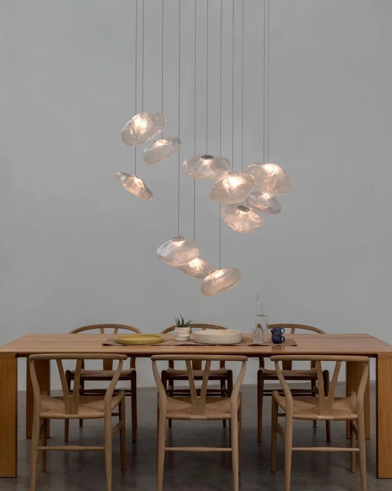 Glazen Hanglamp met Organische Textuur Transparant Rookgrijs Amber | Sansoti