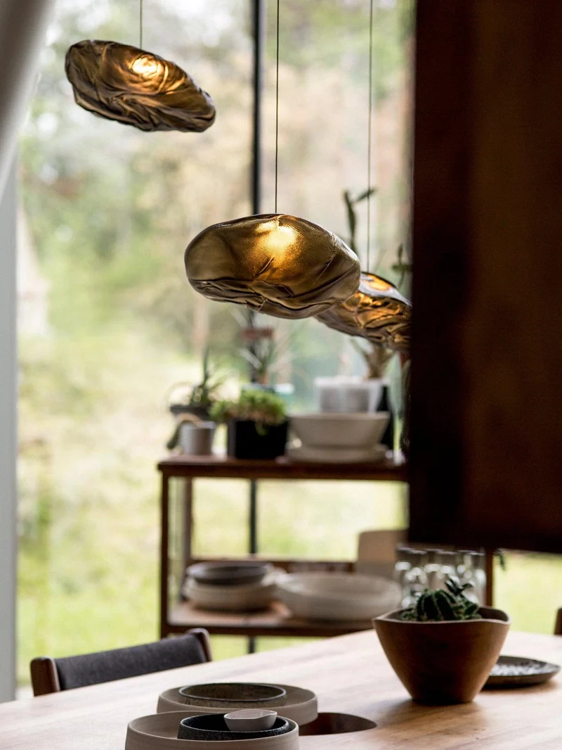 Glazen Hanglamp met Organische Textuur Transparant Rookgrijs Amber | Sansoti