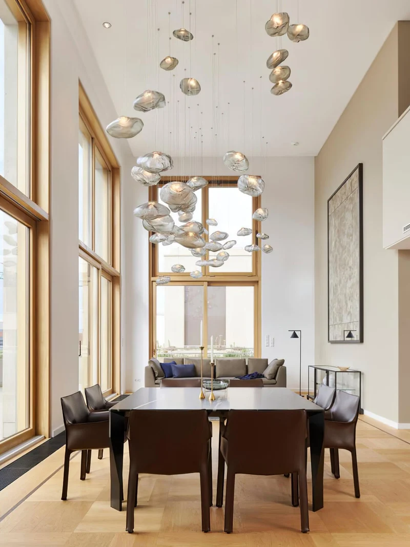 Glazen Hanglamp met Organische Textuur Transparant Rookgrijs Amber | Sansoti