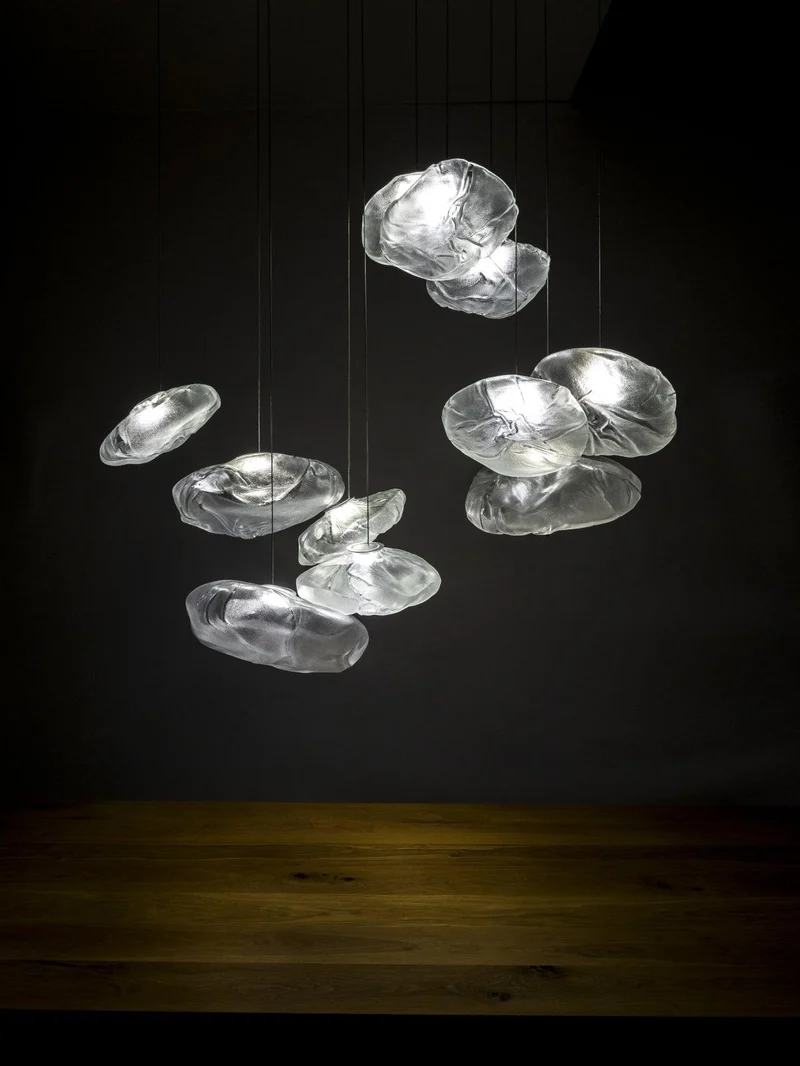 Glazen Hanglamp met Organische Textuur Transparant Rookgrijs Amber | Sansoti