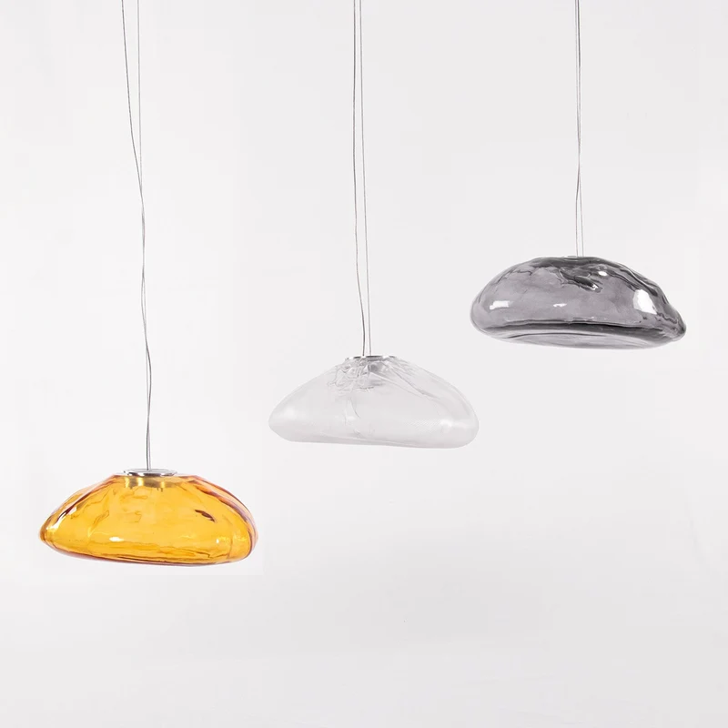 Glazen Hanglamp met Organische Textuur Transparant Rookgrijs Amber | Sansoti