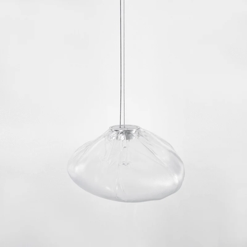 Glazen Hanglamp met Organische Textuur Transparant Rookgrijs Amber | Sansoti