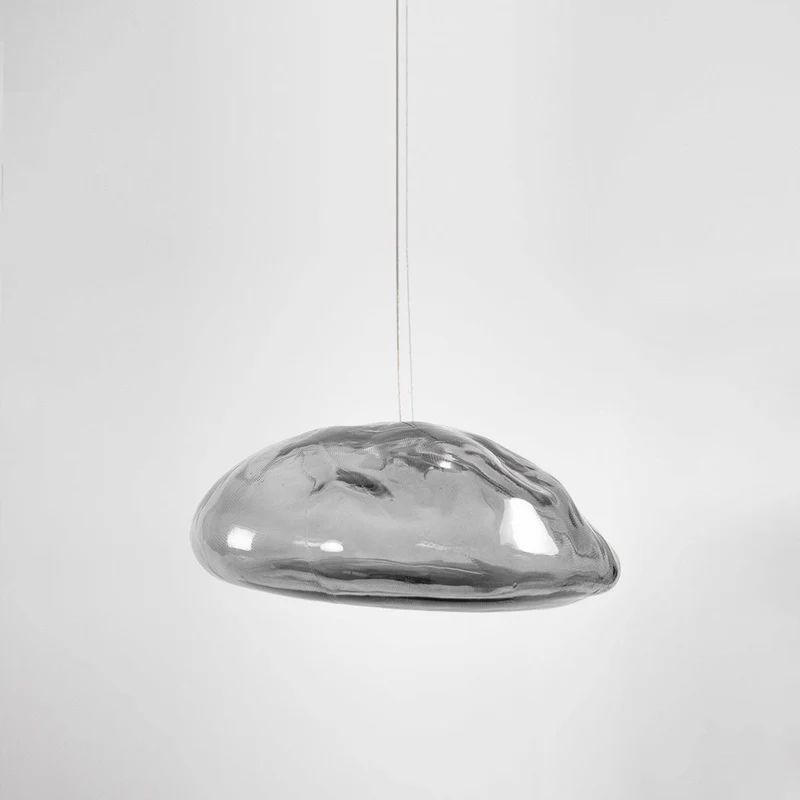 Glazen Hanglamp met Organische Textuur Transparant Rookgrijs Amber | Sansoti