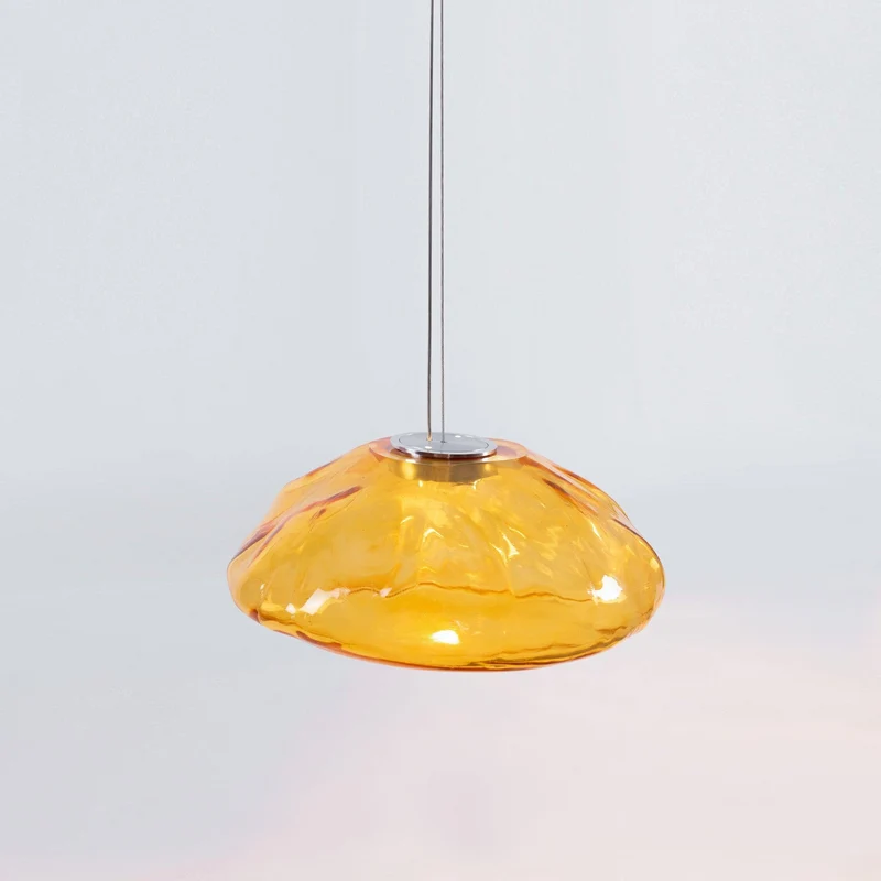 Glazen Hanglamp met Organische Textuur Transparant Rookgrijs Amber | Sansoti