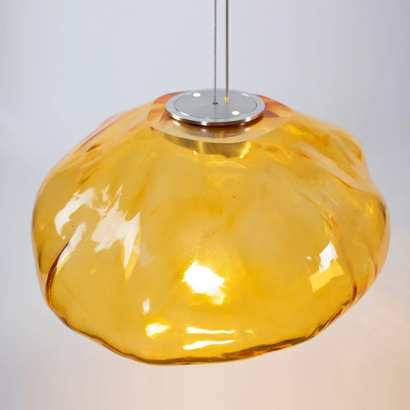 Glazen Hanglamp met Organische Textuur Transparant Rookgrijs Amber | Sansoti