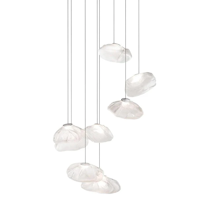 Glazen Hanglamp met Organische Textuur Transparant Rookgrijs Amber | Sansoti