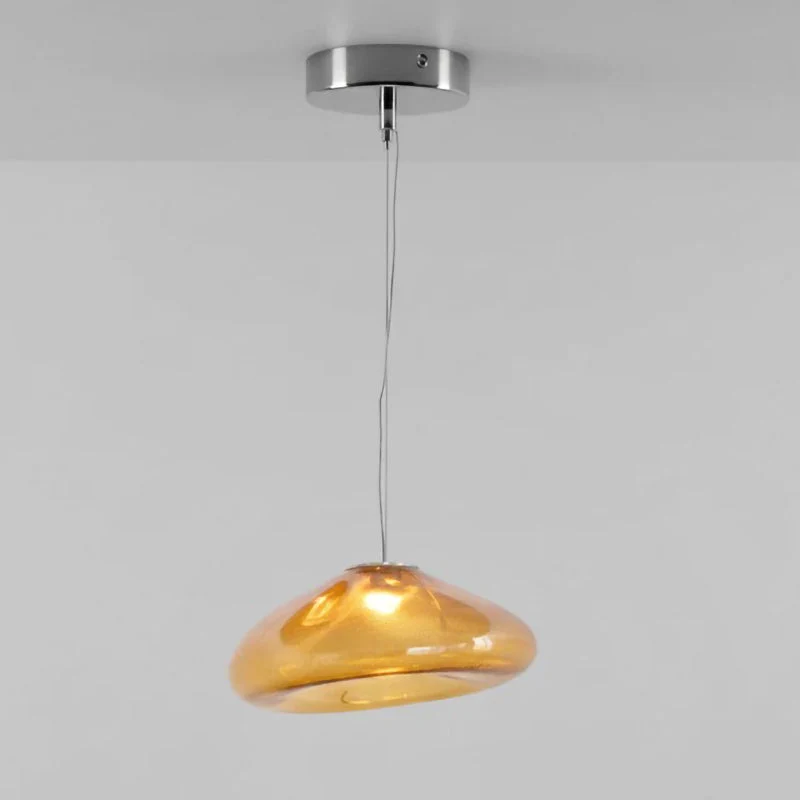 Glazen Hanglamp met Organische Textuur Transparant Rookgrijs Amber | Sansoti