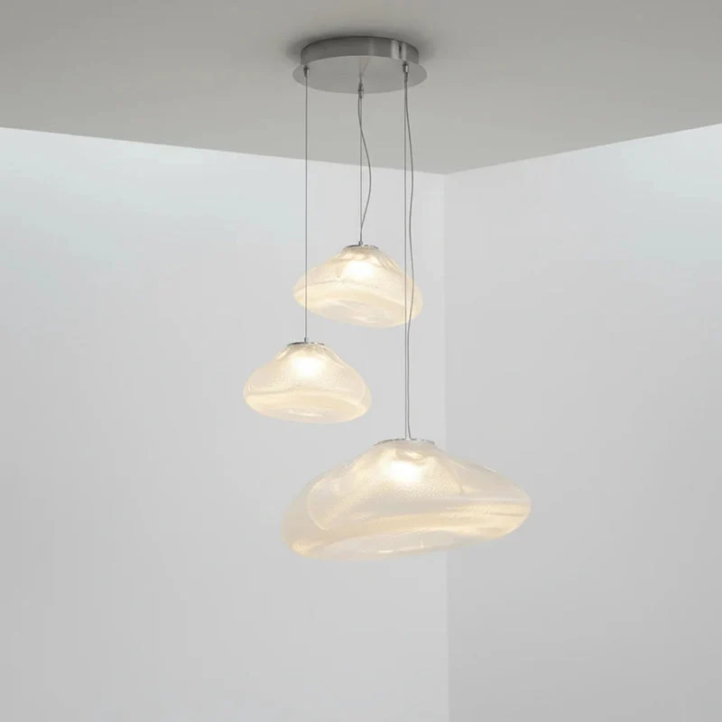 Glazen Hanglamp met Organische Textuur Transparant Rookgrijs Amber | Sansoti