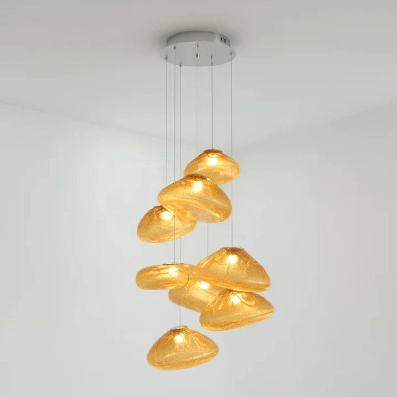 Glazen Hanglamp met Organische Textuur Transparant Rookgrijs Amber | Sansoti