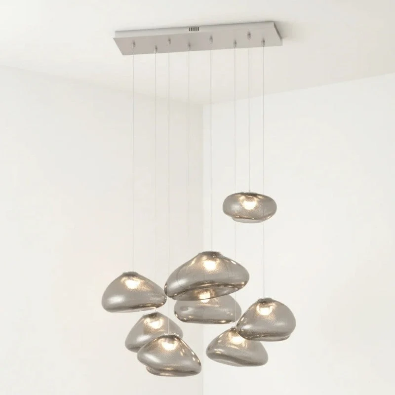 Glazen Hanglamp met Organische Textuur Transparant Rookgrijs Amber | Sansoti