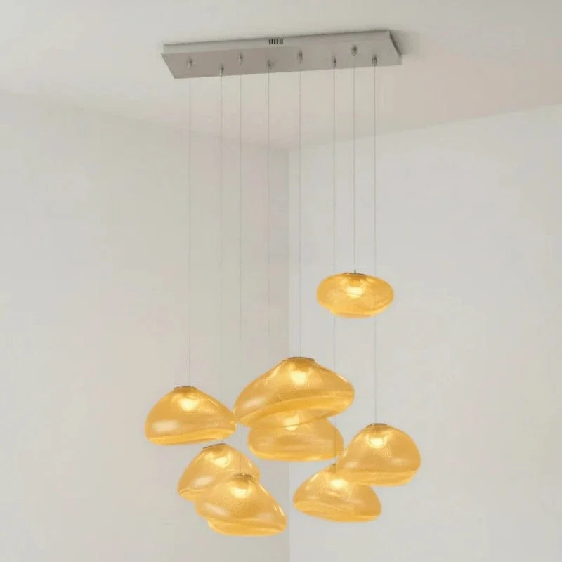 Glazen Hanglamp met Organische Textuur Transparant Rookgrijs Amber | Sansoti