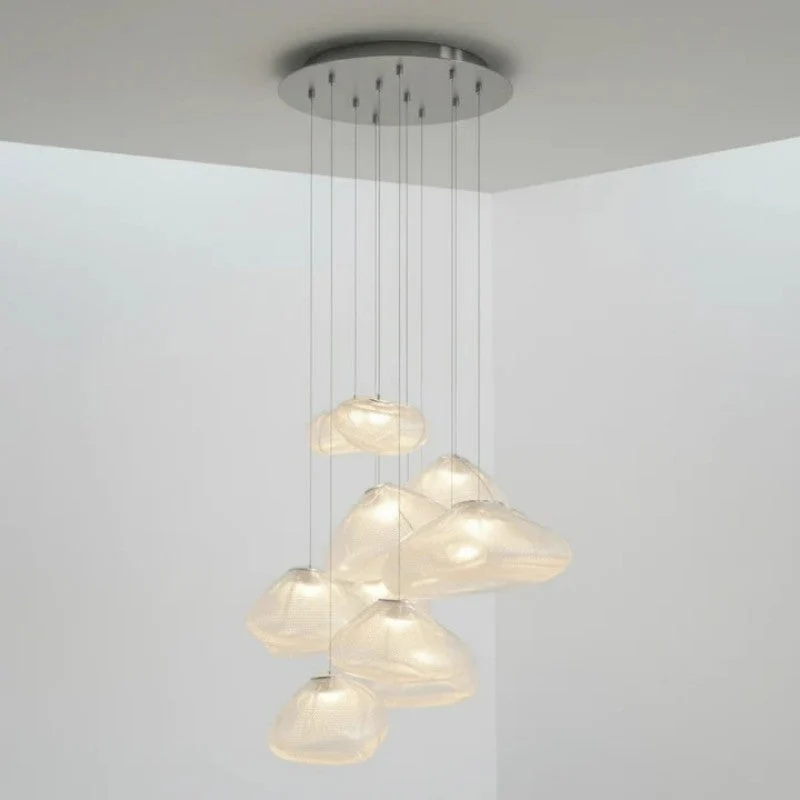 Glazen Hanglamp met Organische Textuur Transparant Rookgrijs Amber | Sansoti