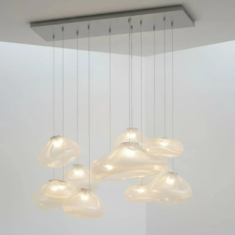 Glazen Hanglamp met Organische Textuur Transparant Rookgrijs Amber | Sansoti