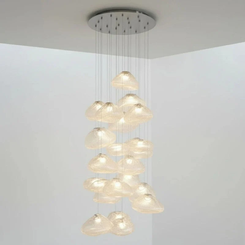 Glazen Hanglamp met Organische Textuur Transparant Rookgrijs Amber | Sansoti