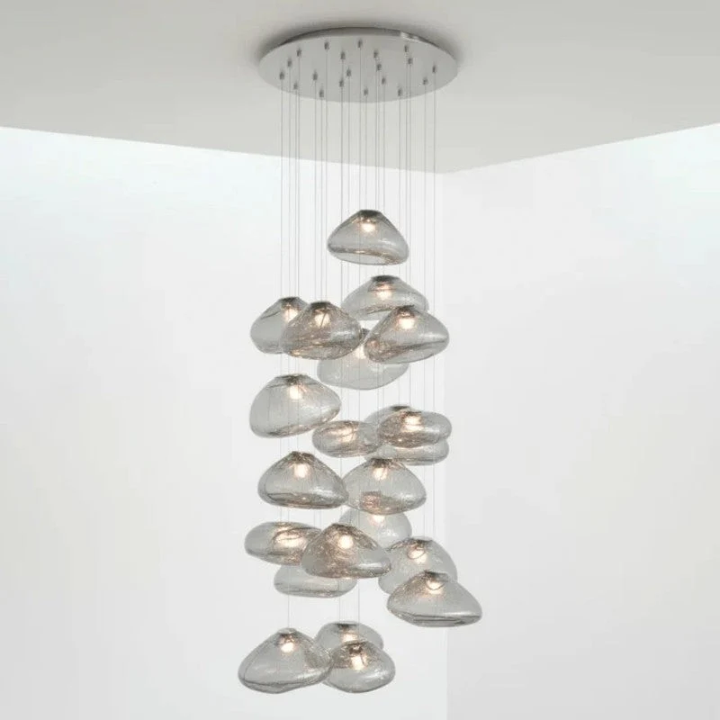 Glazen Hanglamp met Organische Textuur Transparant Rookgrijs Amber | Sansoti