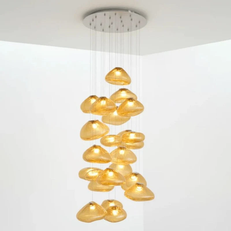 Glazen Hanglamp met Organische Textuur Transparant Rookgrijs Amber | Sansoti