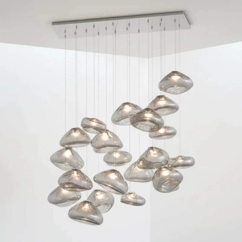 Glazen Hanglamp met Organische Textuur Transparant Rookgrijs Amber | Sansoti