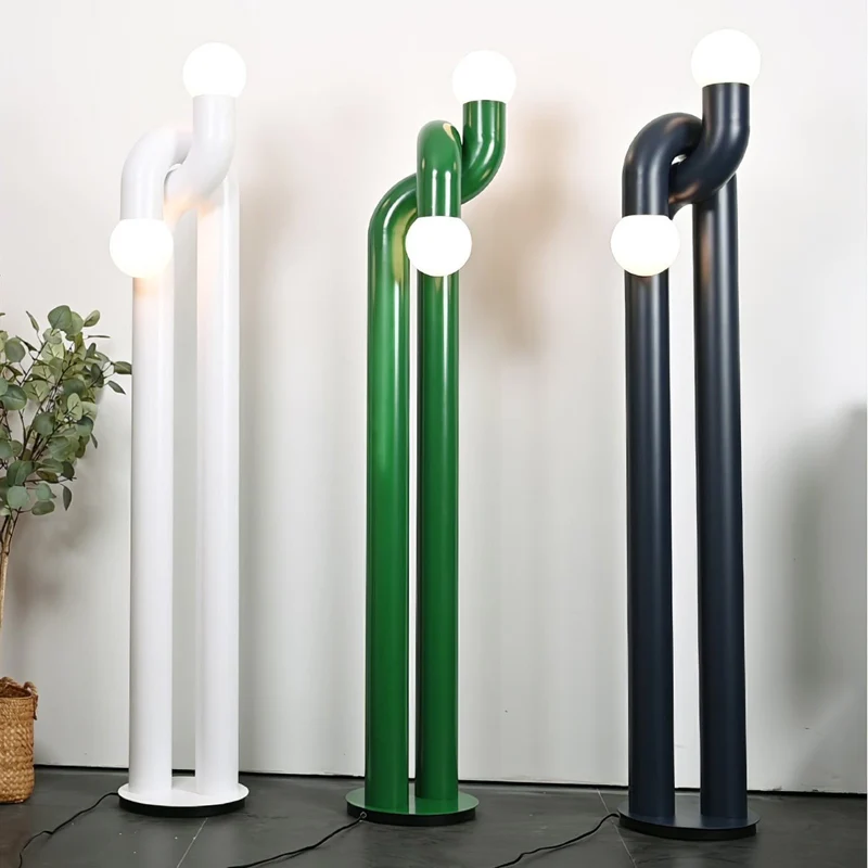 Moderne Staande Boogvorm Lamp met Twee Glazen Bollen – Decoratieve Dubbele Verlichting voor Woonkamer | Sansoti