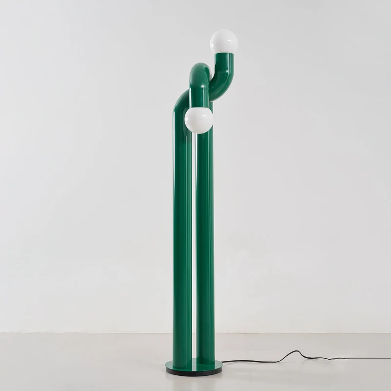 Moderne Staande Boogvorm Lamp met Twee Glazen Bollen – Decoratieve Dubbele Verlichting voor Woonkamer | Sansoti