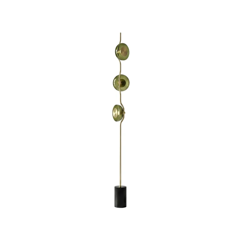 Vloerlamp met groen glas en geïntegreerde LED | 180 cm hoog | moderne vloerverlichting met sculptuur | Sansoti