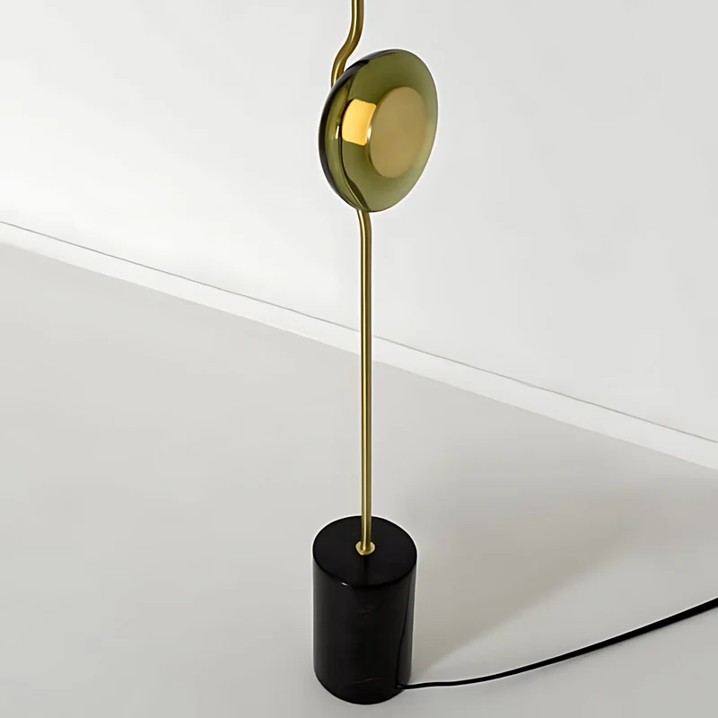 Vloerlamp met groen glas en geïntegreerde LED | 180 cm hoog | moderne vloerverlichting met sculptuur | Sansoti