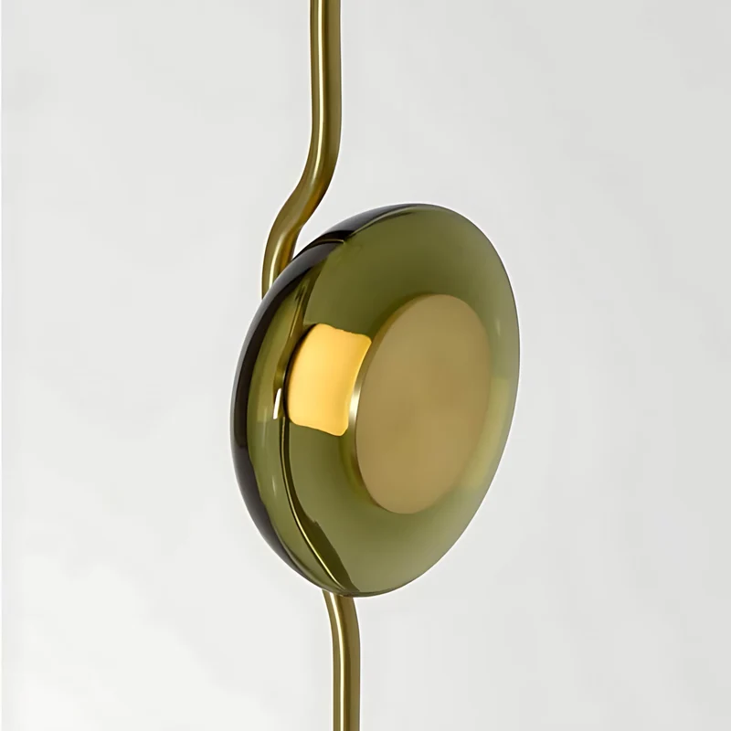 Vloerlamp met groen glas en geïntegreerde LED | 180 cm hoog | moderne vloerverlichting met sculptuur | Sansoti