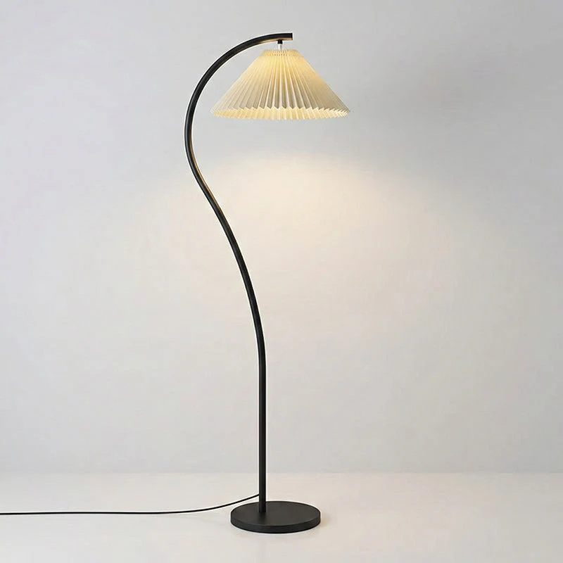 Geplooide Vloerlamp met Stoffen Kap – Modern Design Zwart Beige Groen Goud – 155cm Hoog E26/E27 – Dimbaar | Sansoti