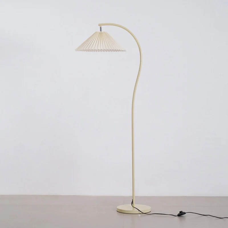 Geplooide Vloerlamp met Stoffen Kap – Modern Design Zwart Beige Groen Goud – 155cm Hoog E26/E27 – Dimbaar | Sansoti