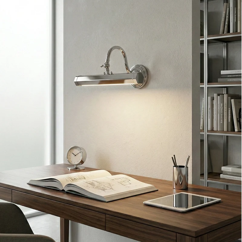 Verstelbare Design Wandlamp met Zwanenhals – IJzeren Picture Light met G9 Fitting in Chroom, Zwart of Koper | Sansoti