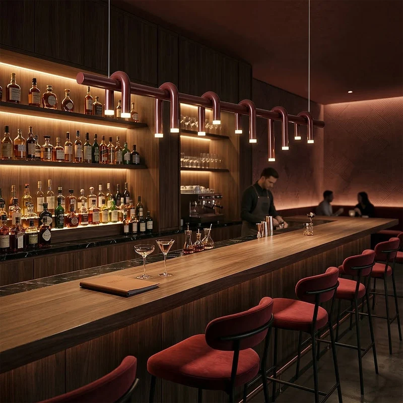 Rosso U-vormige Kroonluchter — Moderne Metalen Hanglamp met LED-Verlichting | Sansoti