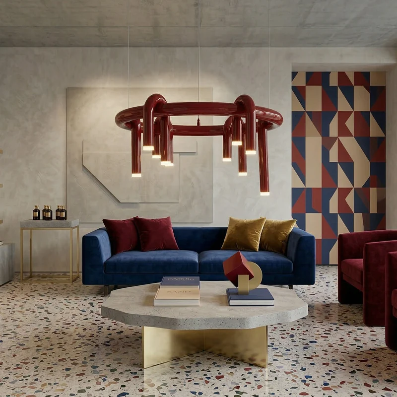 Rosso U-vormige Kroonluchter — Moderne Metalen Hanglamp met LED-Verlichting | Sansoti
