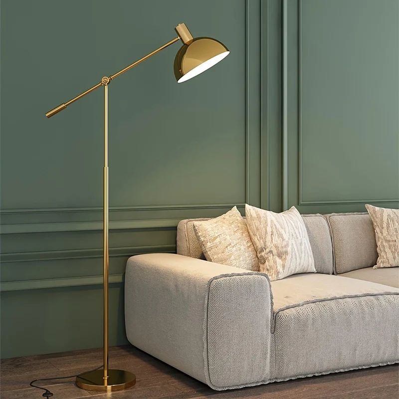 Moderne Staande Lamp met Gouden Arm 88cm | Metalen Design Vloerlamp met Verstelbare Kop | Industriële Staande Leeslamp Woonkamer Slaapkamer | Sansoti