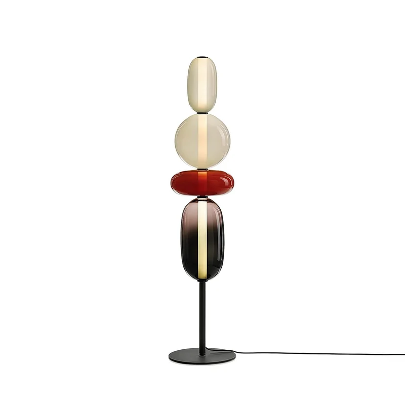 Glazen Vloerlamp met Handgeblazen Kap Zwarte Standaard Modern Design Woonkamer Verlichting | Sansoti