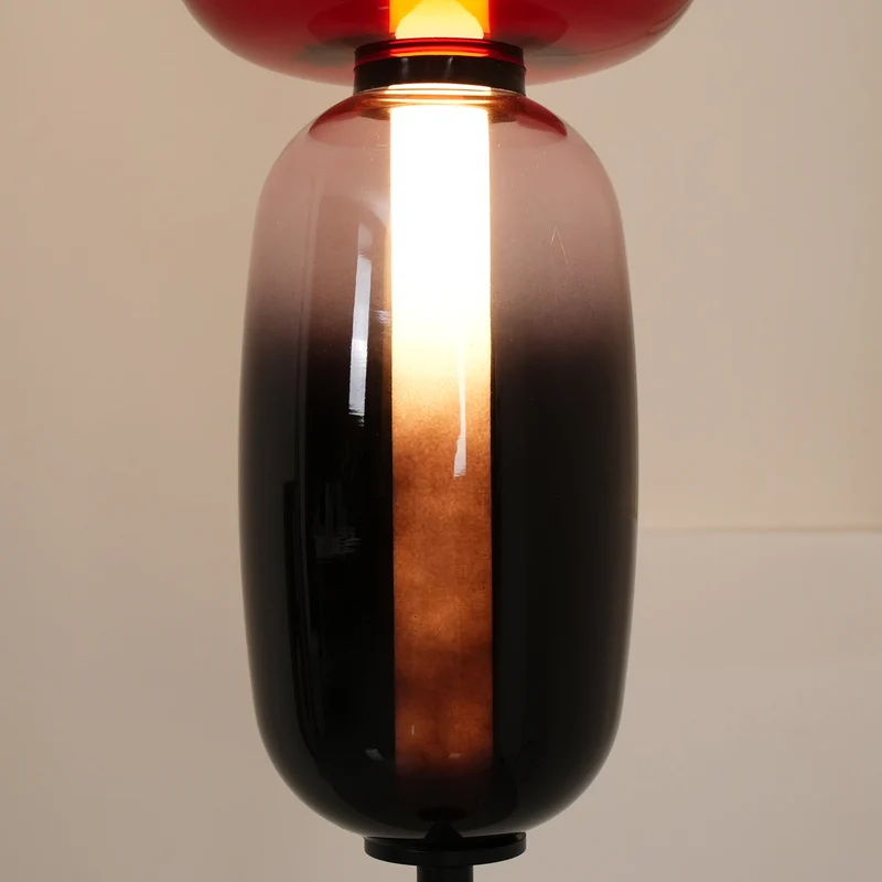 Glazen Vloerlamp met Handgeblazen Kap Zwarte Standaard Modern Design Woonkamer Verlichting | Sansoti