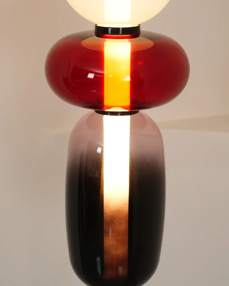 Glazen Vloerlamp met Handgeblazen Kap Zwarte Standaard Modern Design Woonkamer Verlichting | Sansoti
