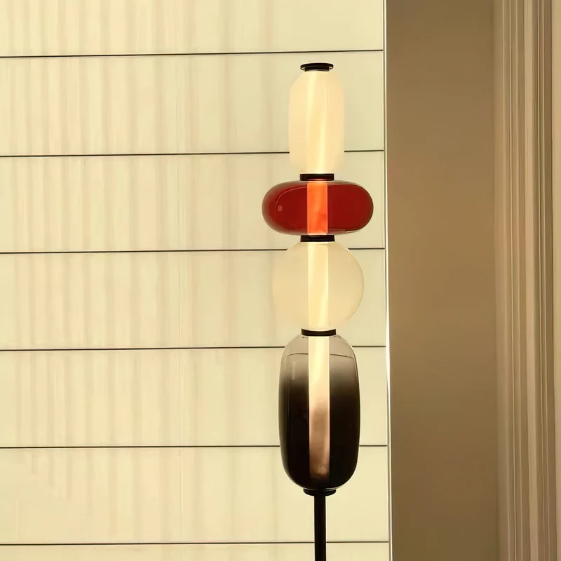 Glazen Vloerlamp met Handgeblazen Kap Zwarte Standaard Modern Design Woonkamer Verlichting | Sansoti