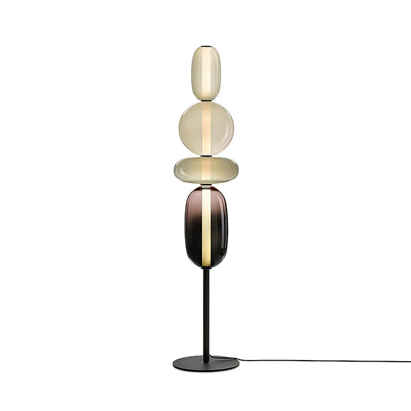 Glazen Vloerlamp met Handgeblazen Kap Zwarte Standaard Modern Design Woonkamer Verlichting | Sansoti
