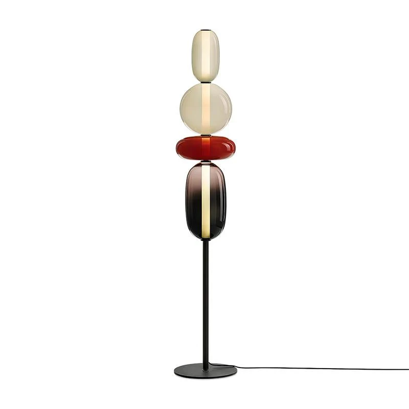 Glazen Vloerlamp met Handgeblazen Kap Zwarte Standaard Modern Design Woonkamer Verlichting | Sansoti