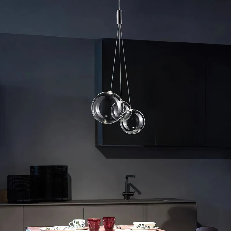Glazen Hanglamp met Metalen Cluster Bellenbollen Moderne Verlichting | Sansoti