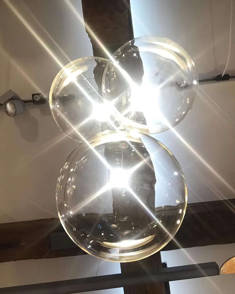 Glazen Hanglamp met Metalen Cluster Bellenbollen Moderne Verlichting | Sansoti