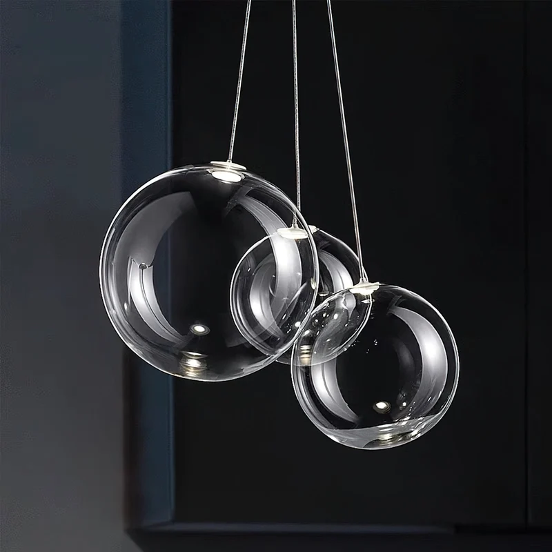 Glazen Hanglamp met Metalen Cluster Bellenbollen Moderne Verlichting | Sansoti