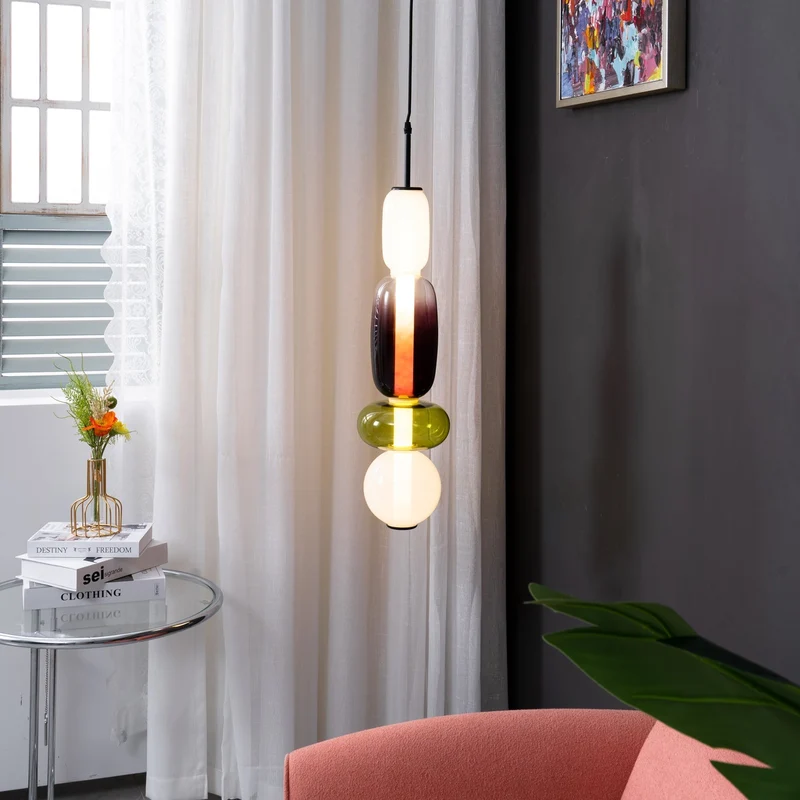 Glazen Hanglamp met Handgeblazen Kappen – Moderne Verlichting met Ambachtelijk Glaswerk | Sansoti
