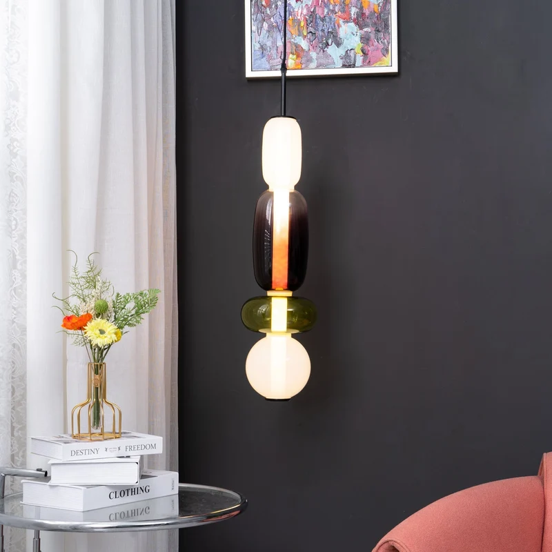 Glazen Hanglamp met Handgeblazen Kappen – Moderne Verlichting met Ambachtelijk Glaswerk | Sansoti