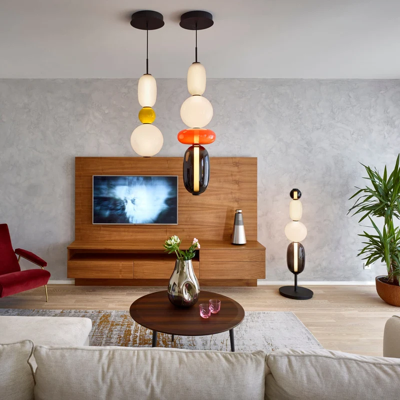 Glazen Hanglamp met Handgeblazen Kappen – Moderne Verlichting met Ambachtelijk Glaswerk | Sansoti