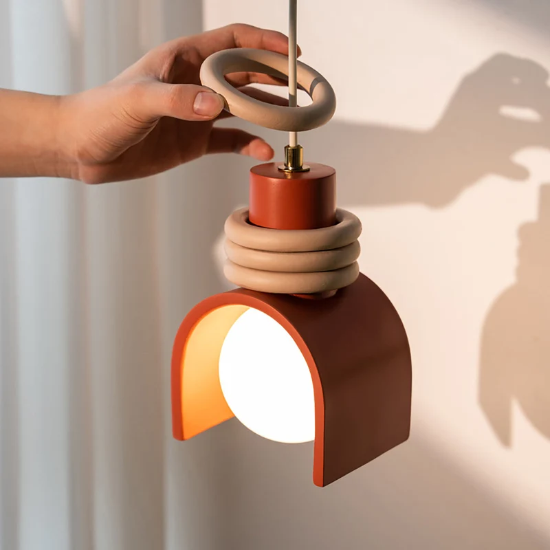 Hanglamp met Kunsthars Kap Crème & Oranje Modern Design Eetkamer Woonkamer Verlichting Scandinavisch Stijlvol | Sansoti
