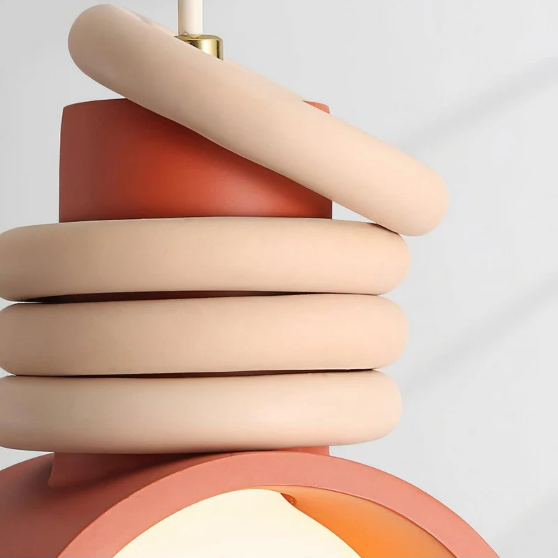 Hanglamp met Kunsthars Kap Crème & Oranje Modern Design Eetkamer Woonkamer Verlichting Scandinavisch Stijlvol | Sansoti