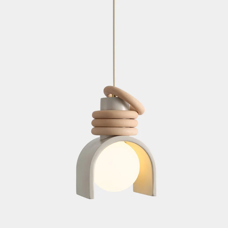 Hanglamp met Kunsthars Kap Crème & Oranje Modern Design Eetkamer Woonkamer Verlichting Scandinavisch Stijlvol | Sansoti