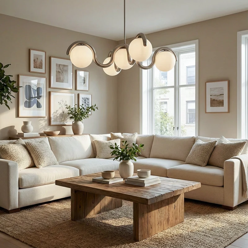 Moderne Kroonluchter met Messing en Glas – Artistieke Verlichting voor Eetkamer en Woonkamer | Sansoti