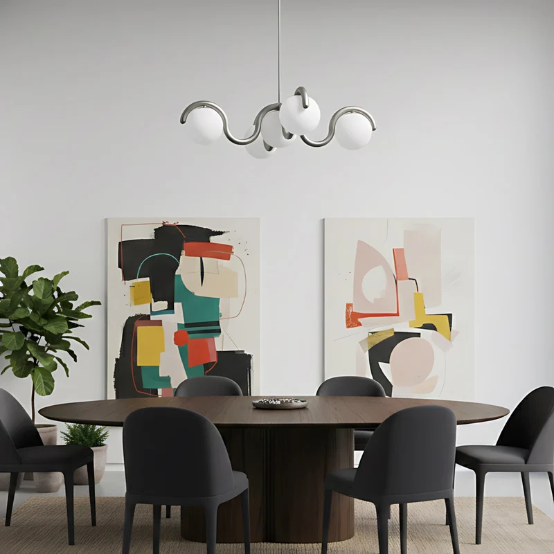 Moderne Kroonluchter met Messing en Glas – Artistieke Verlichting voor Eetkamer en Woonkamer | Sansoti