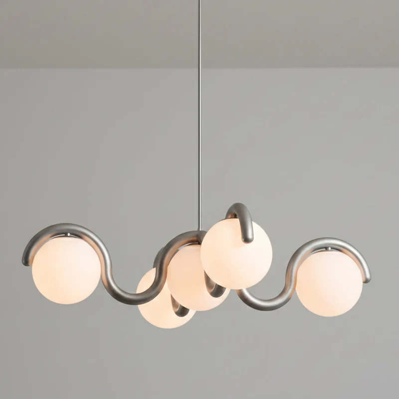 Moderne Kroonluchter met Messing en Glas – Artistieke Verlichting voor Eetkamer en Woonkamer | Sansoti